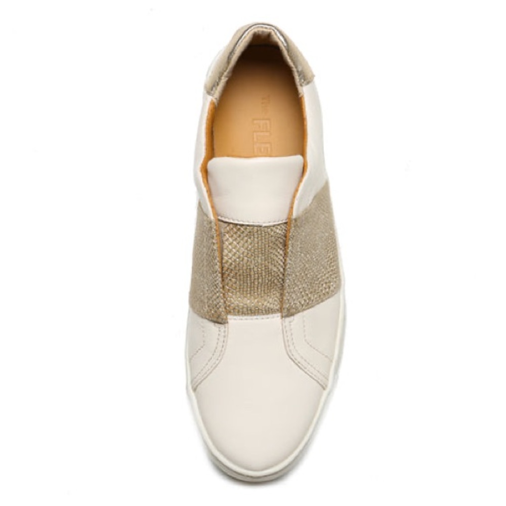 NEW The Flexx Commuter Sneaker in Ivory Cristallo & Gold Milos